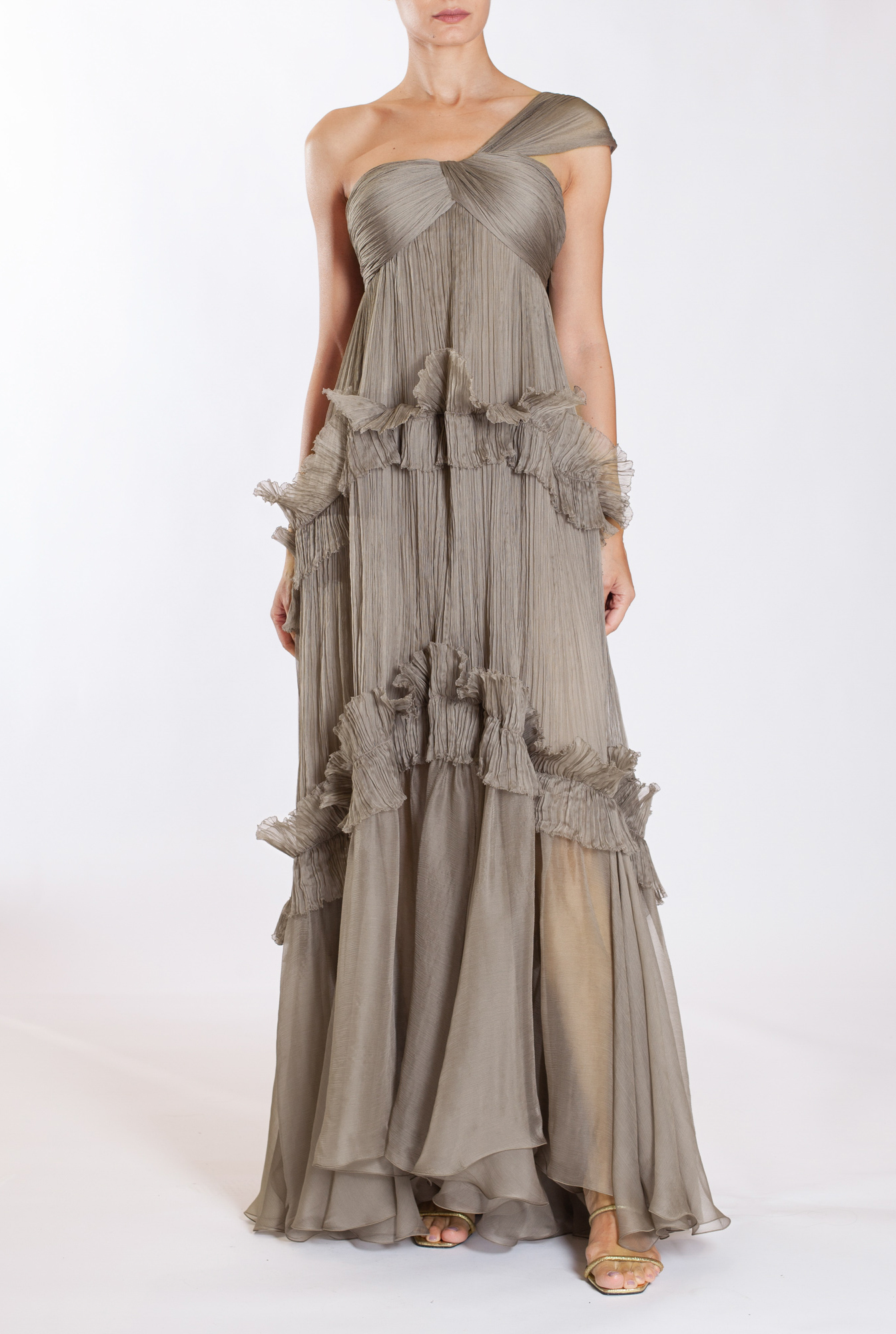 Weitese Prom Dress In Store One-Shoulder A-line Sleeveless Evening Dress Strapless Backless Lace Up Pleated Dresses Evening Wear