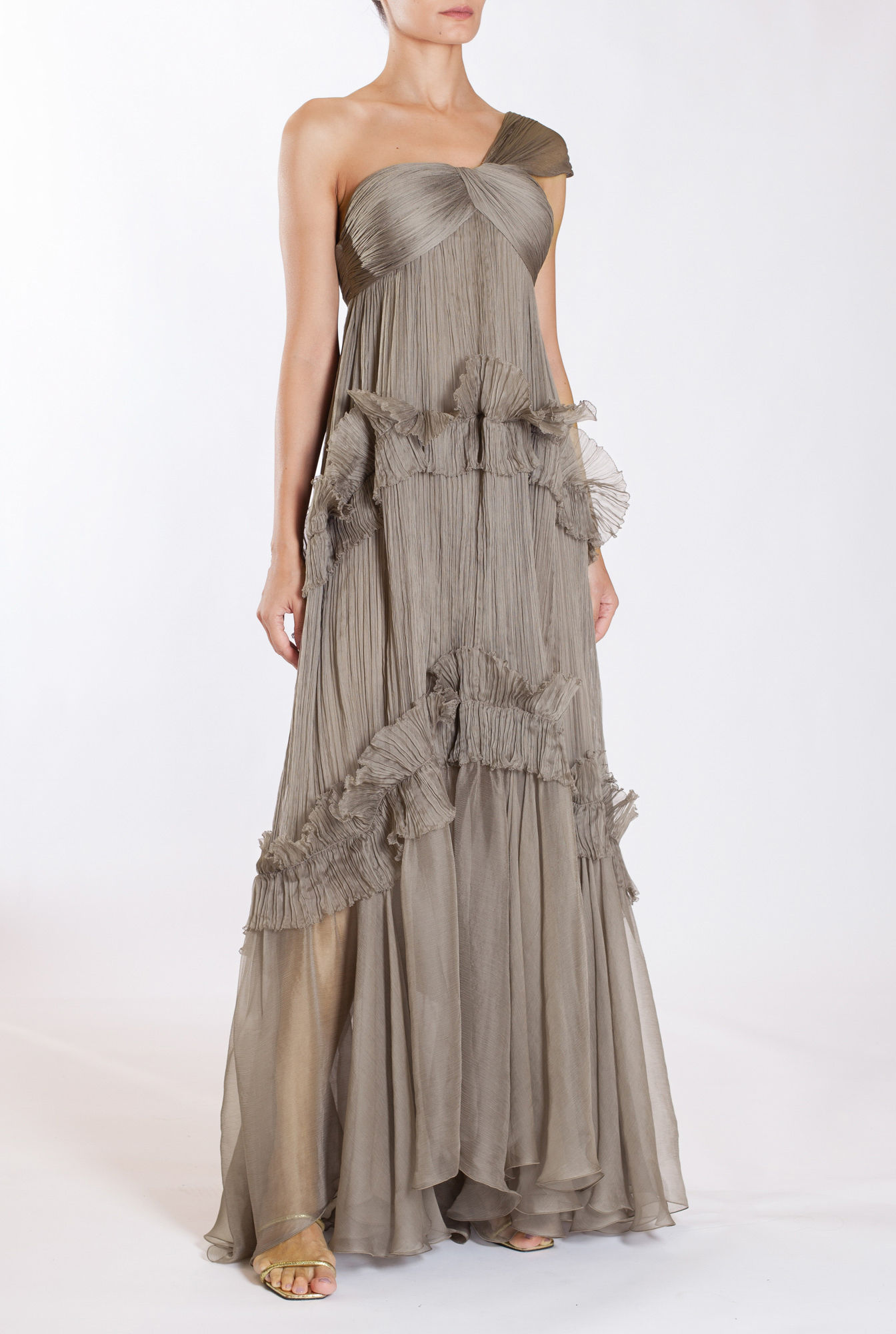 Weitese Prom Dress In Store One-Shoulder A-line Sleeveless Evening Dress Strapless Backless Lace Up Pleated Dresses Evening Wear