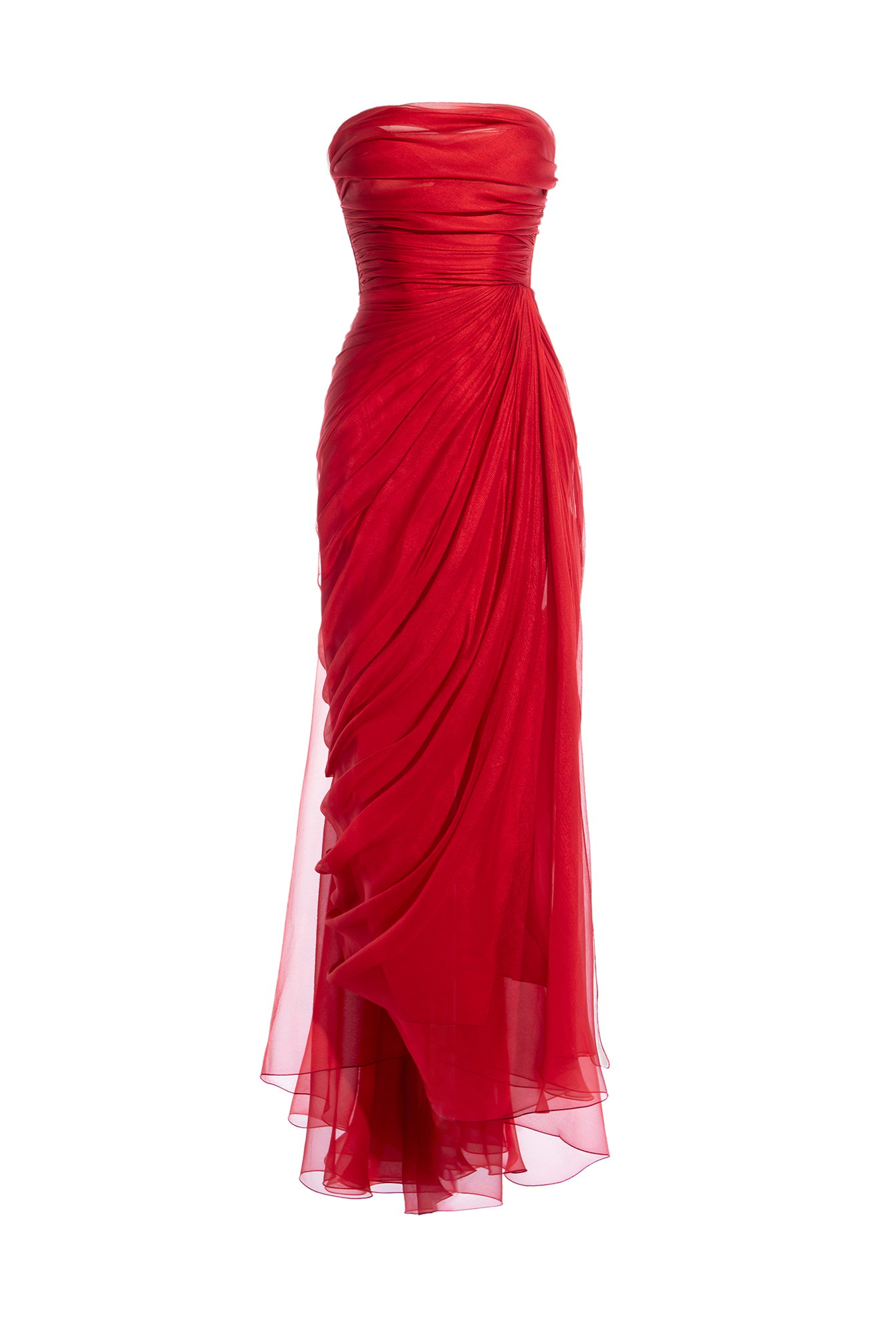 Weitese Prom Dress In Store Strapless A-line Red Sleeveless Evening Dress Strapless Backless With Slit Dresses Evening Wear