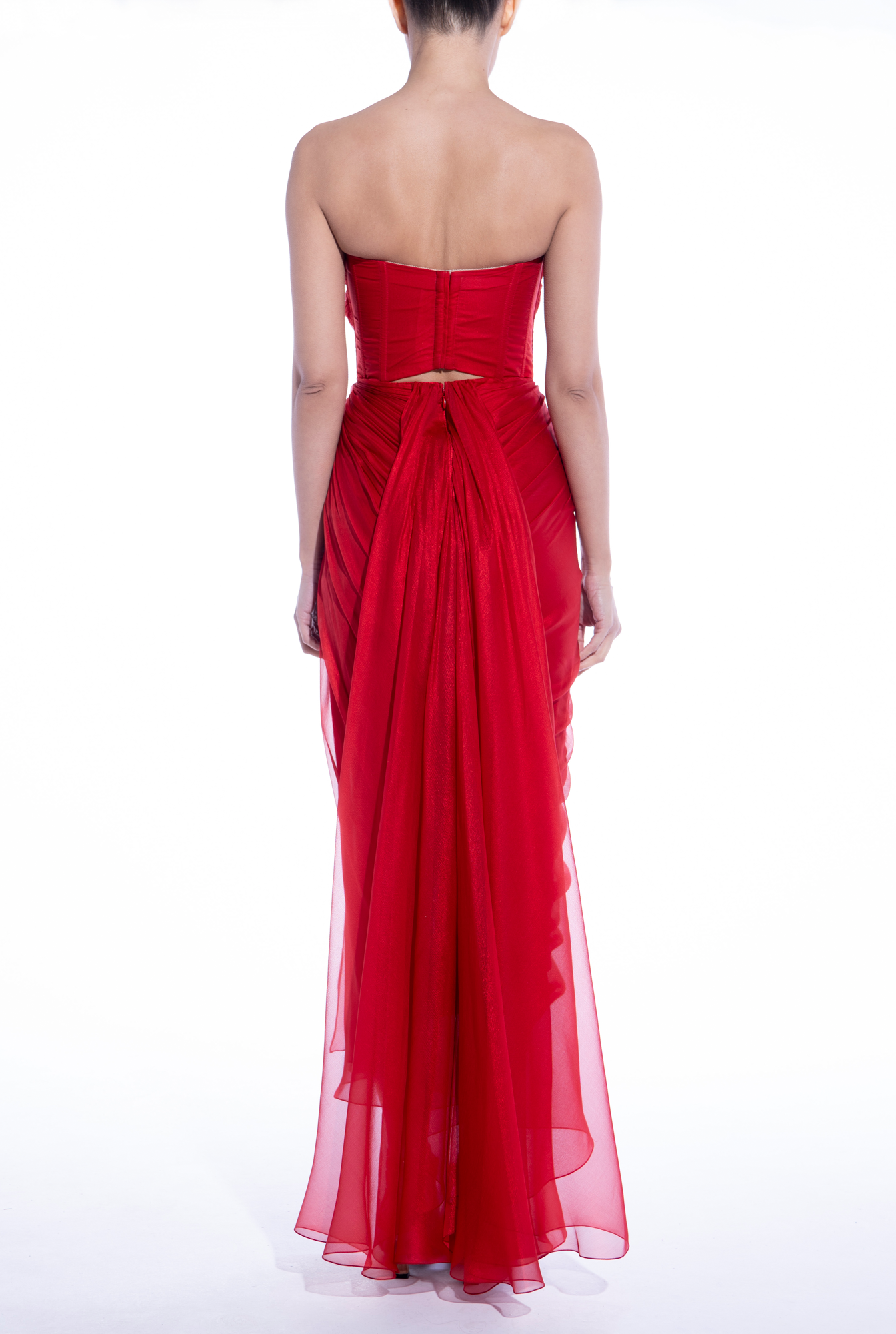 Weitese Prom Dress In Store Strapless A-line Red Sleeveless Evening Dress Strapless Backless With Slit Dresses Evening Wear