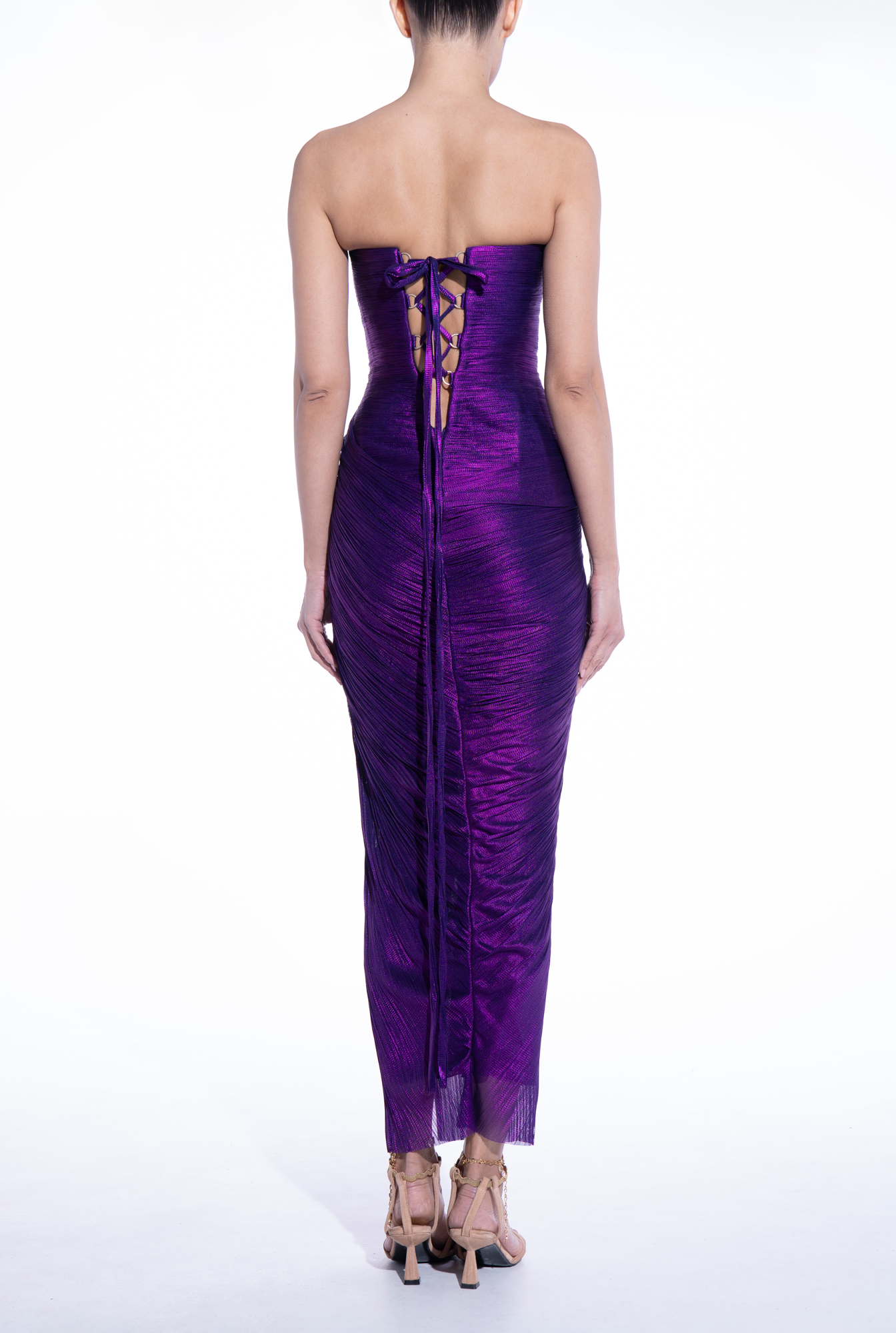 Weitese Prom Dress In Store Strapless A-line Midnight Orchid Sleeveless Evening Dress Strapless Backless With Slit Dresses Evening Wear