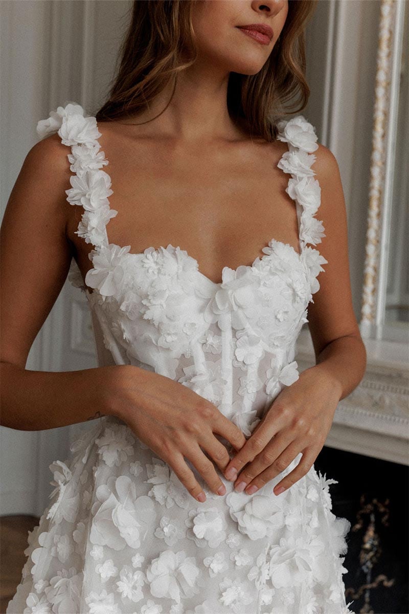 Weitese Formal Wear Dresses 3D Flower Lace-up Back Side High Split Evening Dress Wedding Dress Prom Dress Shops