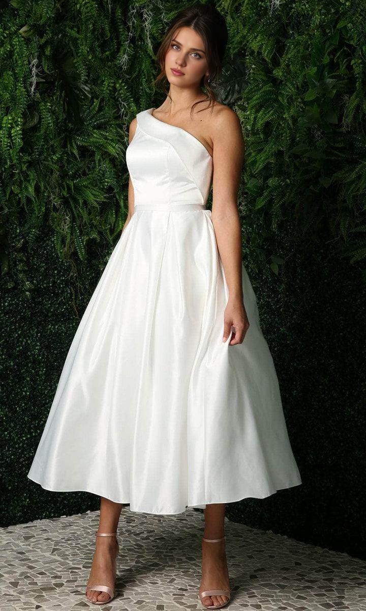 Evening Dresses For Women/ Asymmetric Pleated A-Line Tea-Length Formal Dress Evening Dresses