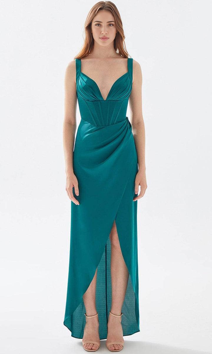 Evening Dresses For Women/ Pleated Corset Boning Bodice Deep V-Neck Mid-Open Back Prom Gown Evening Dresses