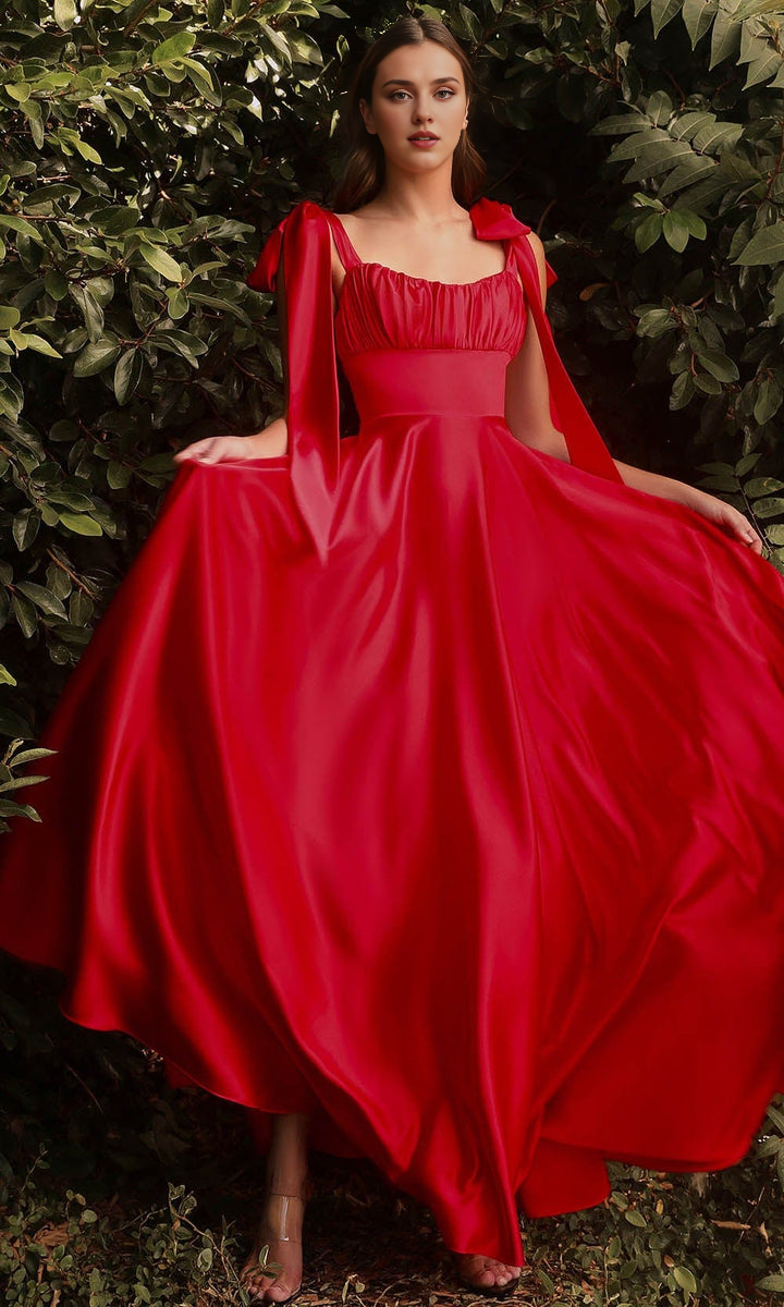 Evening Dresses For Women/ Ruched Scoop Lace Up Floor Length A-line Prom Dress Evening Dresses