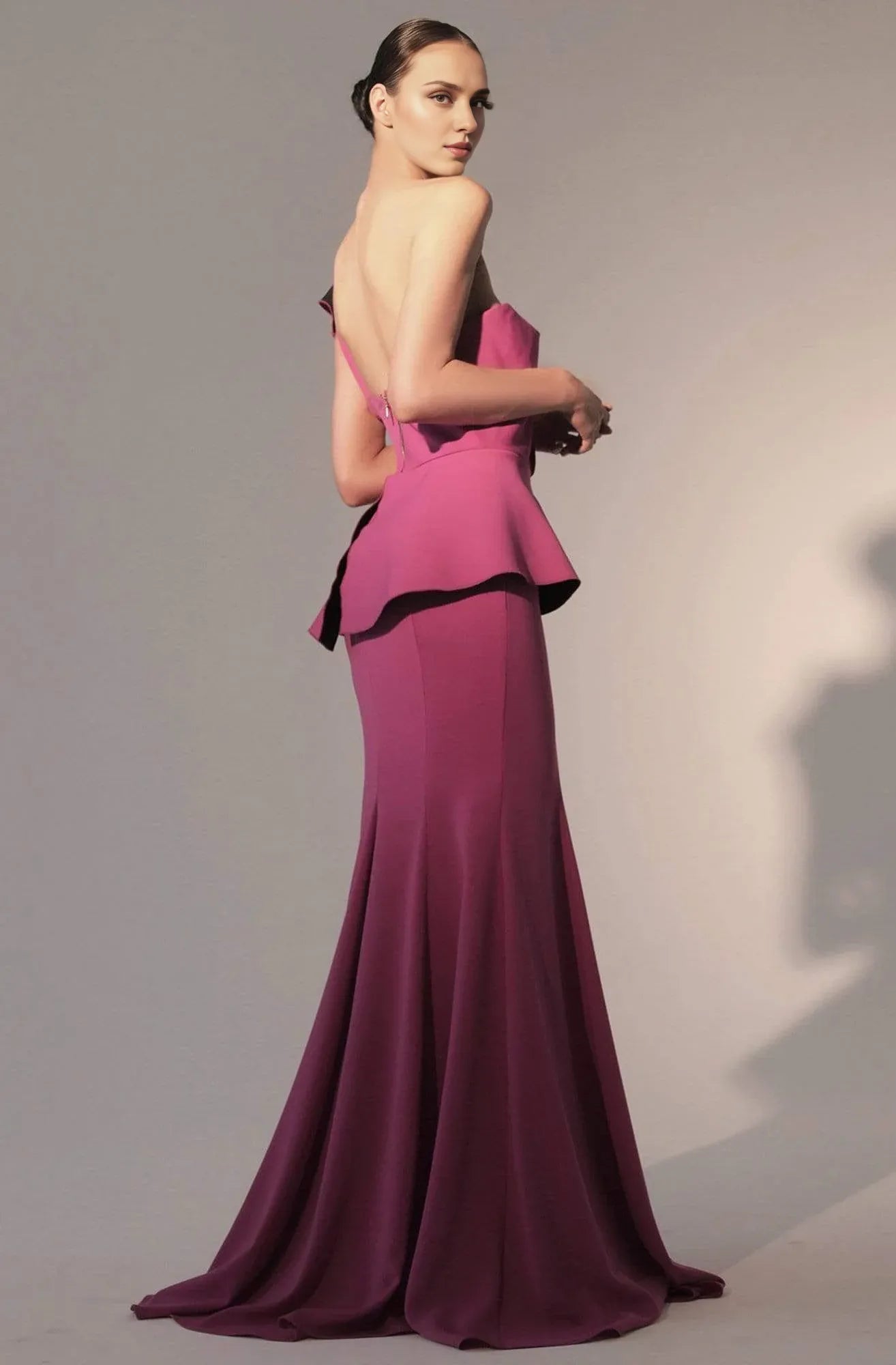 Evening Dresses For Women/ Ruffle One Shoulder High Slit Mermaid Floor Length Gown Evening Dresses