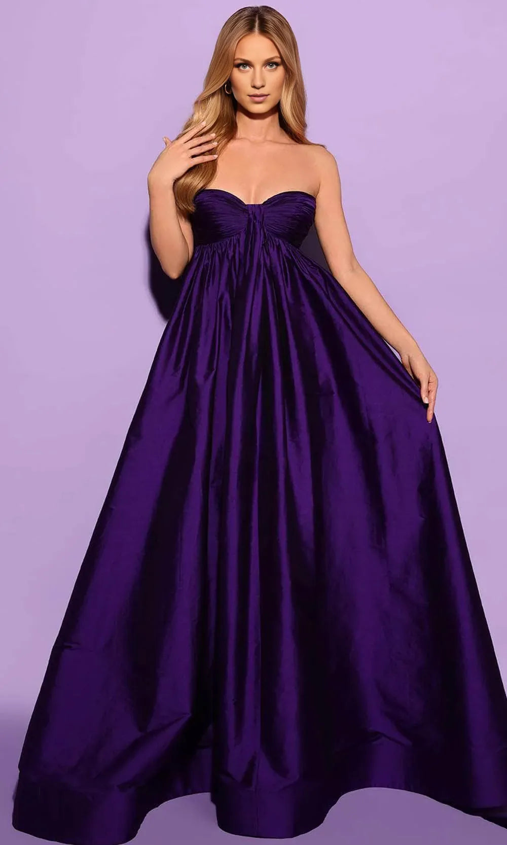 Evening Dresses For Women/ Strapless Ruched A-Line Mid-Open Back Gown With Sweep Train Evening Dresses