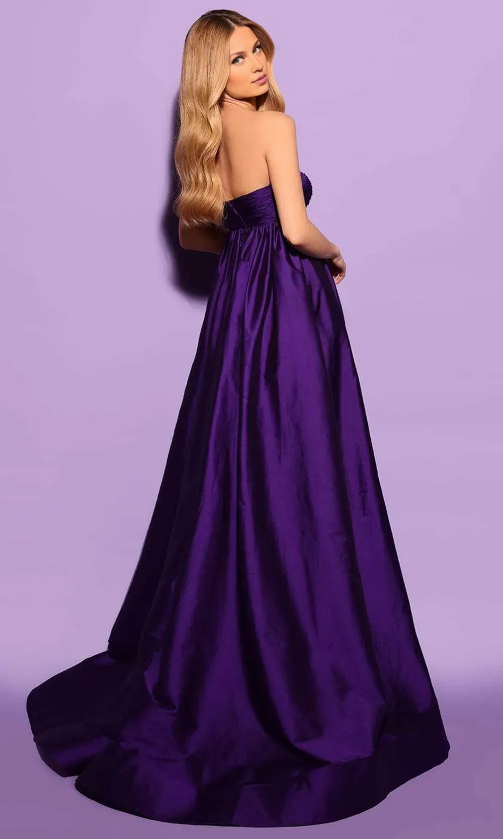 Evening Dresses For Women/ Strapless Ruched A-Line Mid-Open Back Gown With Sweep Train Evening Dresses