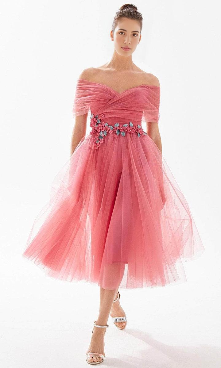 Evening Dresses For Women/ Sweetheart Off Shoulder Tulle Tea-Length A-line Dress Evening Dresses