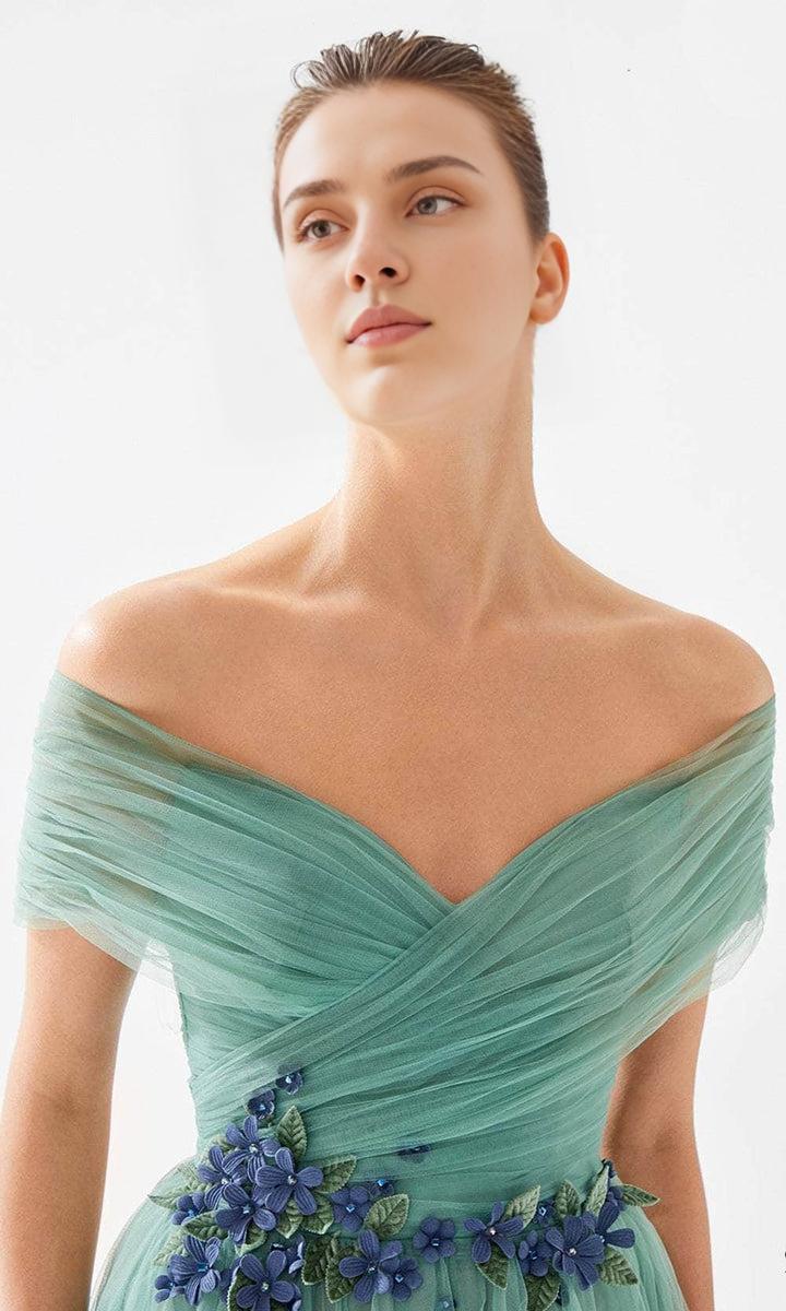 Evening Dresses For Women/ Sweetheart Off Shoulder Tulle Tea-Length A-line Dress Evening Dresses