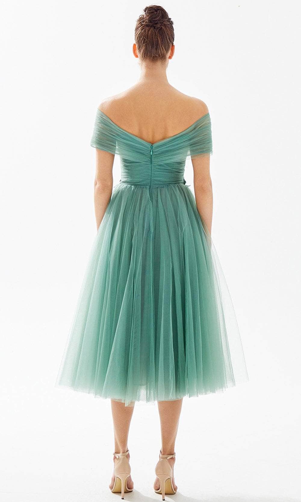 Evening Dresses For Women/ Sweetheart Off Shoulder Tulle Tea-Length A-line Dress Evening Dresses