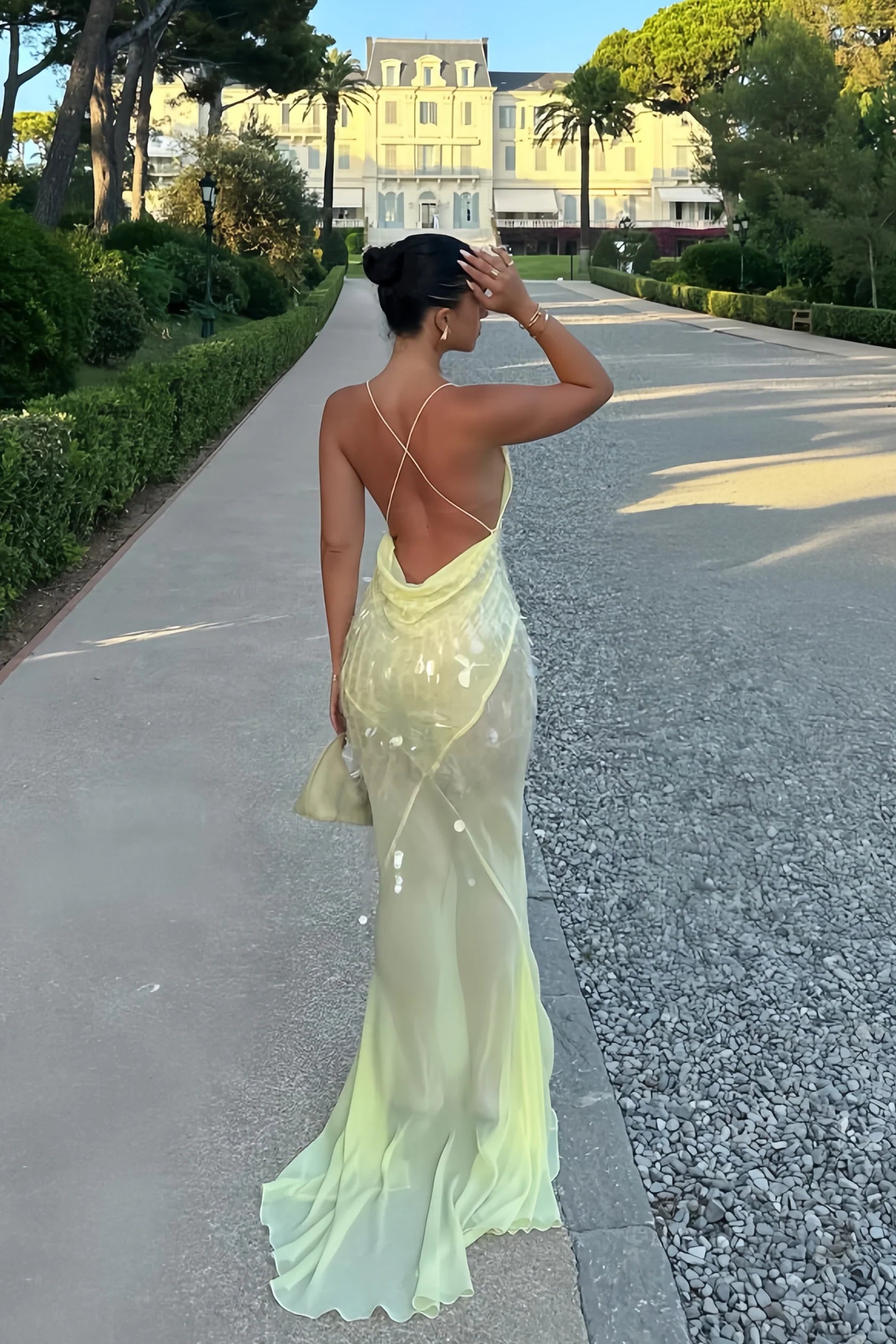 Weitese Formal Wear Dresses Sexy Deep V-neck Chiffon Evening Prom Dresses Sequin Mermaid Party Gown Prom Dress Shops