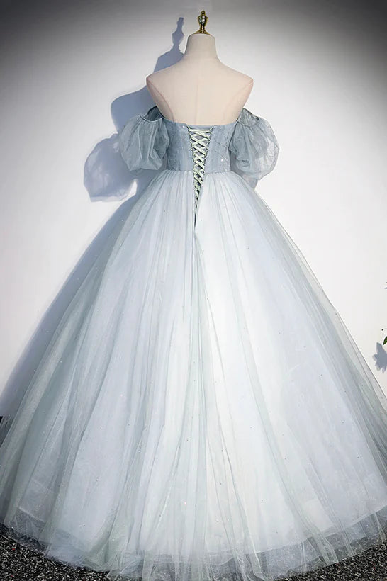 Lovely Light Blue Tulle Sweetheart Long Evening Dress