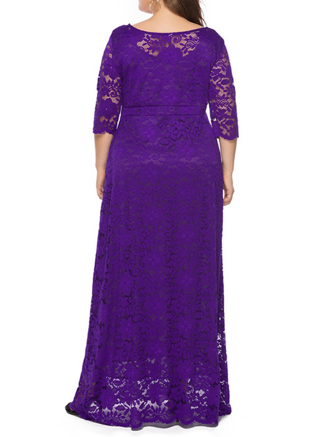 Robe de Noël verte grande taille pour femme, robe de soirée en dentelle, col rond, manches 3/4, robe de bal, robe longue, robe de soirée, robe de tous les jours