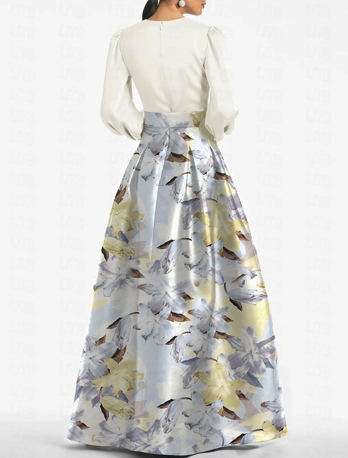 Weitese A-Line Evening Gown Elegant Dress Formal Wedding Guest Floor Length Long Sleeve V Neck Belt / Sash Satin with Slit