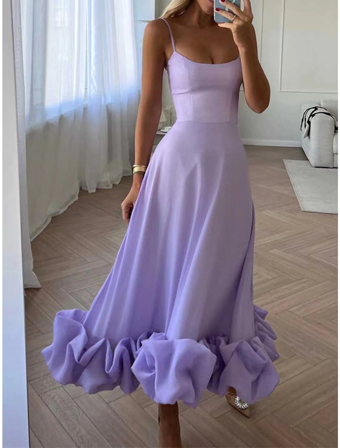 Weitese Women's Prom Dress Party Dress Swing Dress Long Dress Maxi Dress Black White Blue Sleeveless Pure Color Ruched Summer Spring Autumn Spaghetti Strap Party Evening Party Wedding Guest Summer Dress