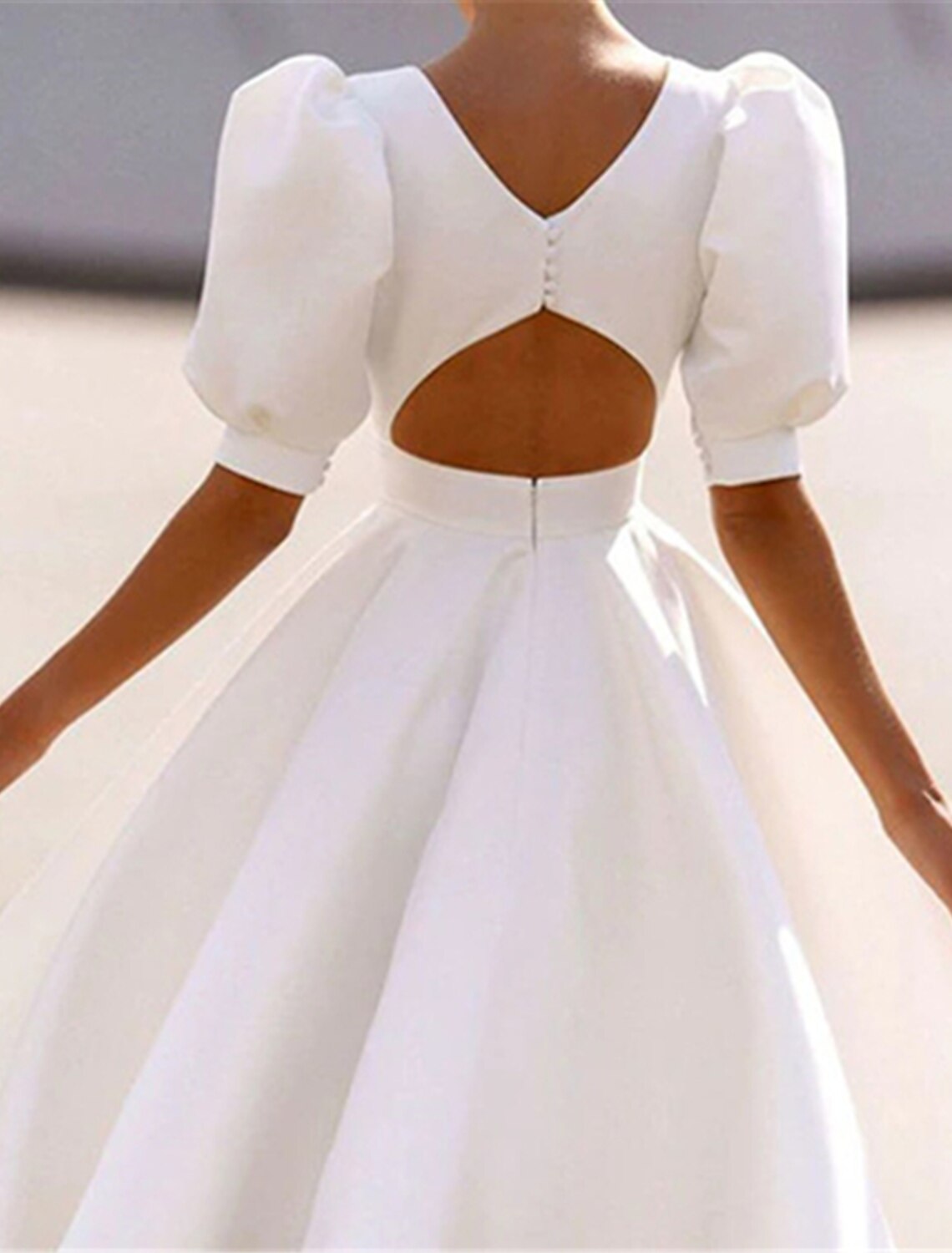 Women's Party Dress Casual Dress Swing Dress Midi Dress Black White Pink Short Sleeve Pure Color Backless Summer Spring Crew Neck Party Party Birthday Spring Dress