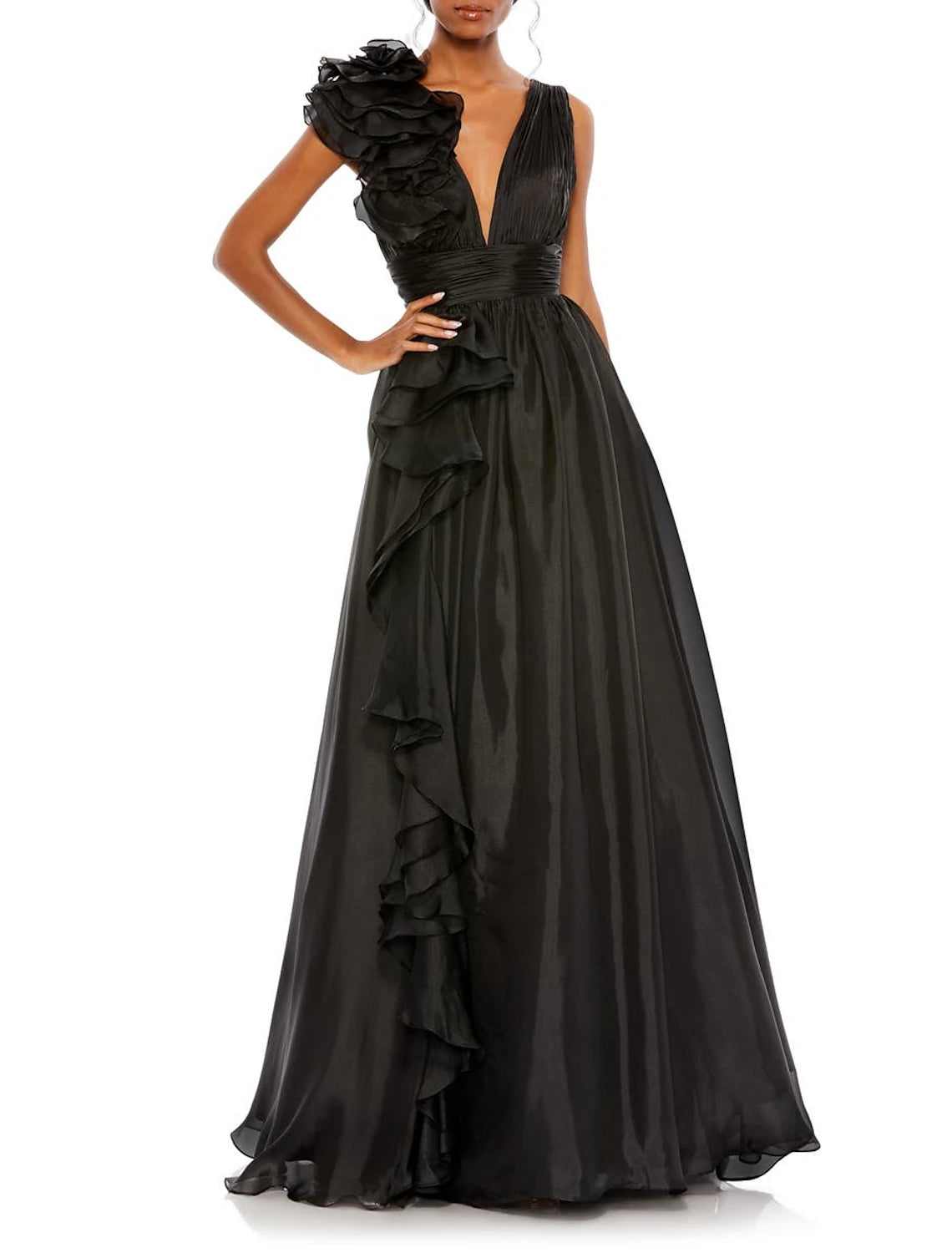Weitese A-Line Evening Gown Celebrity Style Dress Red Green Dress Formal Wedding Guest Floor Length Sleeveless V Neck Chiffon with Slit Pure Color