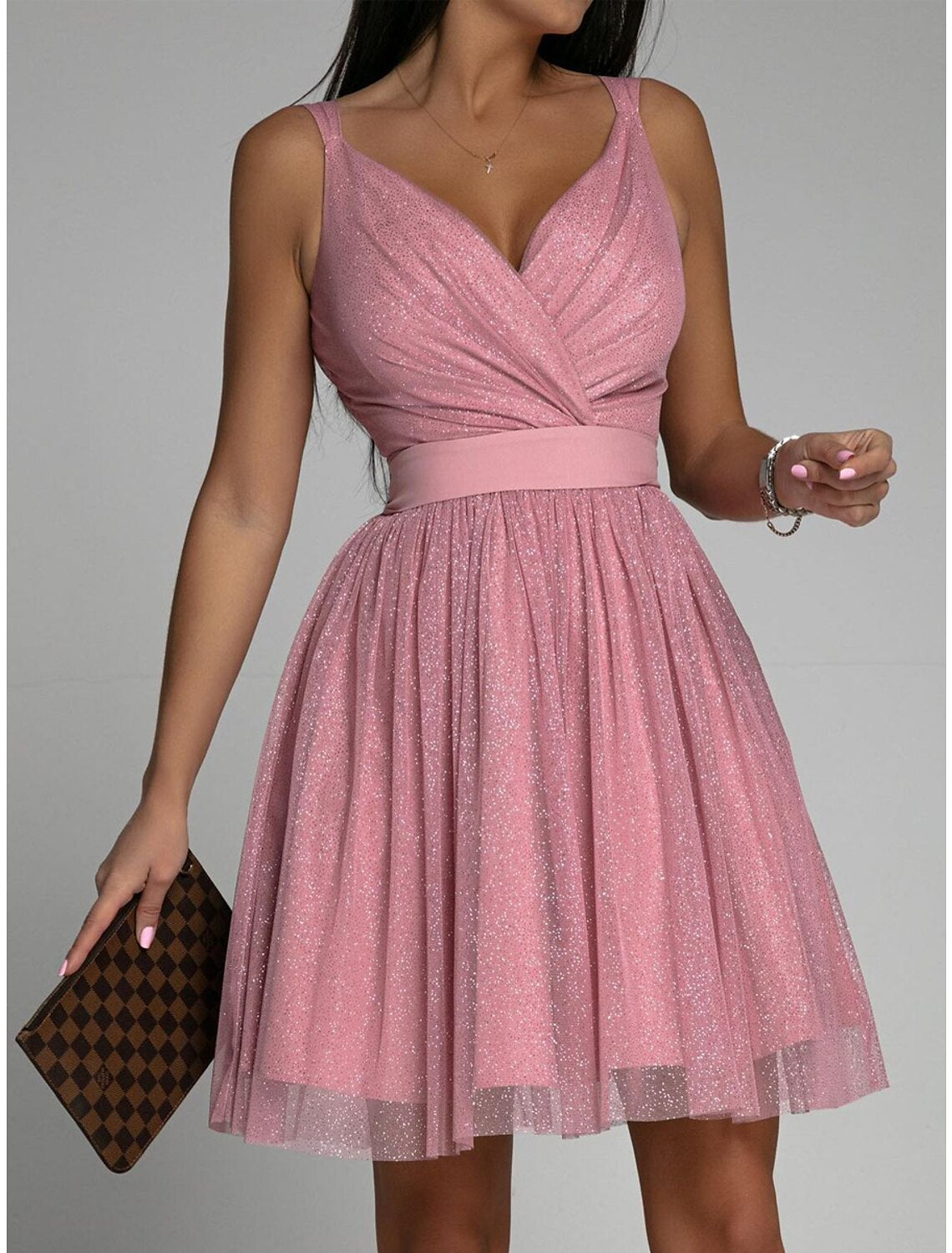 Women's Party Dress Homecoming Dress Cocktail Dress Mini Dress Pink Red Beige Sleeveless Pure Color Ruched Fall Winter Autumn Spaghetti Strap Fashion Wedding Guest Vacation Slim