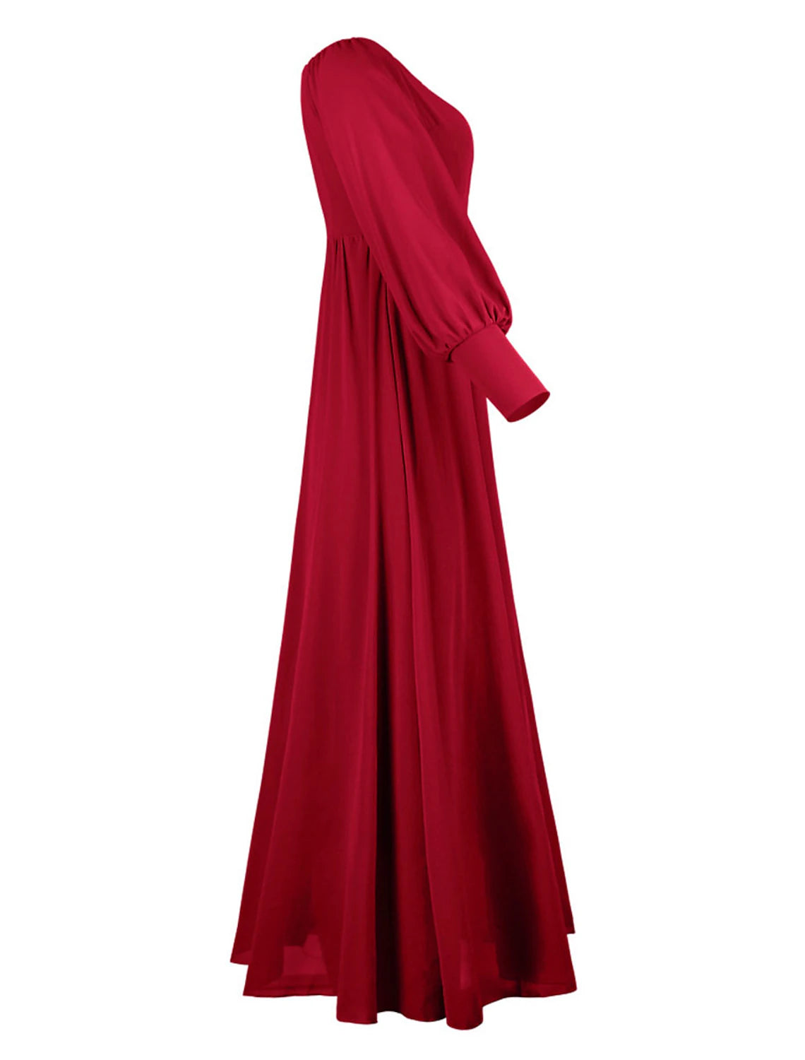 Weitese Women's Prom Dress Party Dress Wedding Guest Dress Long Dress Maxi Dress Black Wine Purple Long Sleeve Plain High Waist Summer Spring Fall Off Shoulder Elegant Wedding Guest Birthday Evening Party