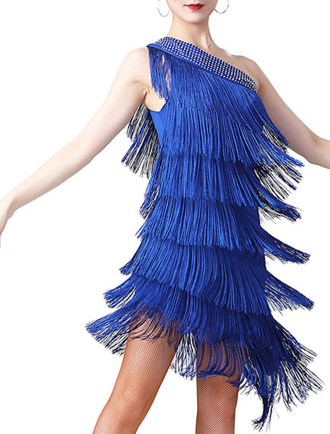 Weitese Women's Black Sequin Dress Fringe Dress Party Dress Sparkly Dress Cocktail Dress Midi Dress Black White Light Red Sleeveless Tassel Spring Fall One Shoulder Fashion Evening Wedding