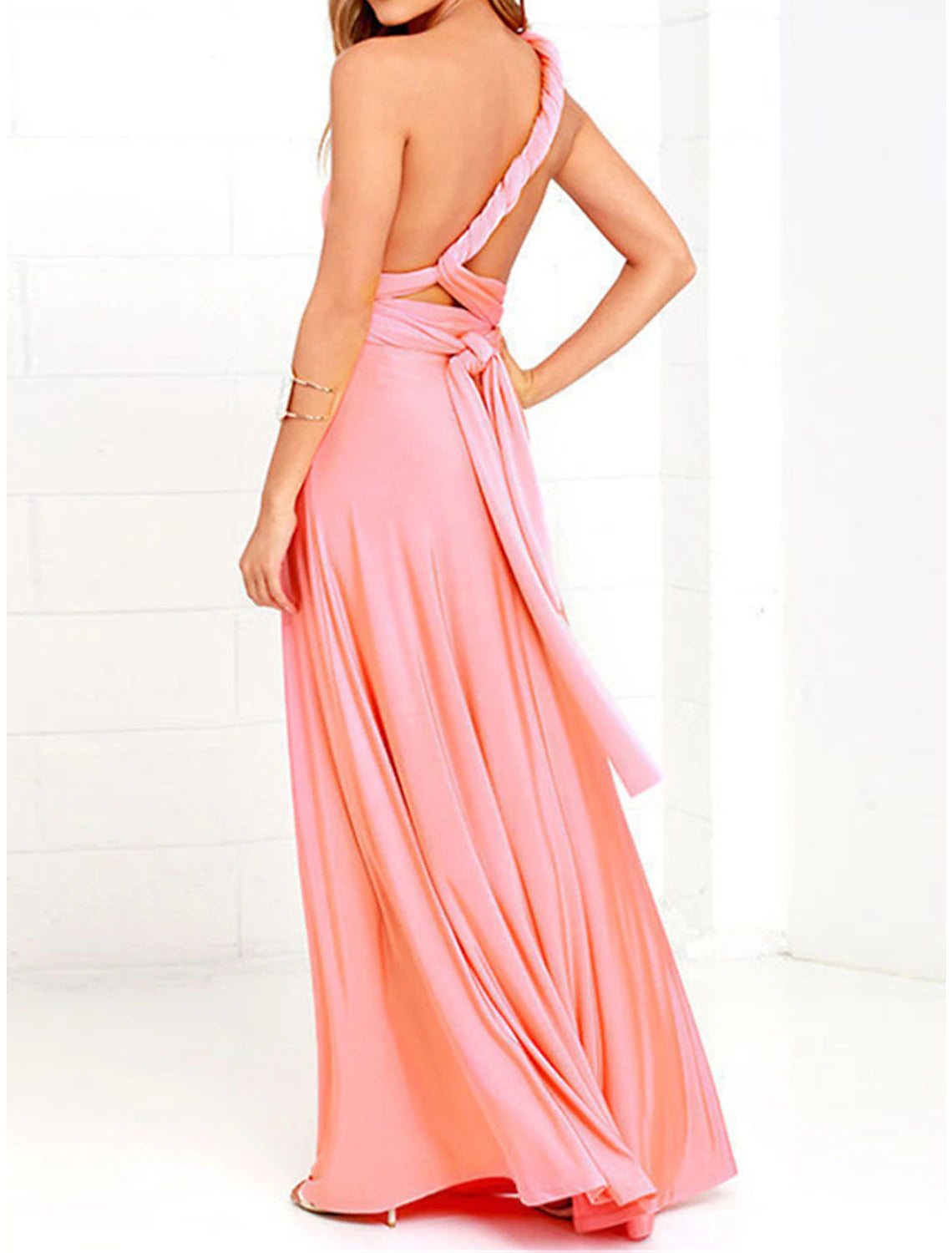 Weitese Women's Prom Dress Party Dress Wedding Guest Dress Long Dress Maxi Dress Black Pink Wine Sleeveless Plain Lace up Summer Spring Fall Spaghetti Strap Elegant Wedding Guest Evening Party Vacation
