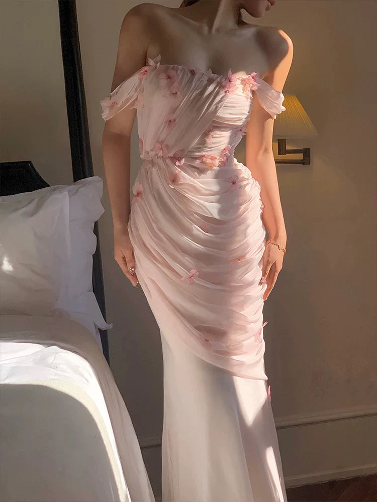 Vestidos formales Weitese, vestido de fiesta largo de tul con hombros descubiertos y corte sirena de hada, color rosa, tiendas de vestidos de fiesta, vestidos formales para mujer 