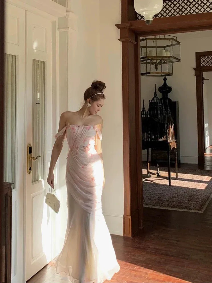 Vestidos formales Weitese, vestido de fiesta largo de tul con hombros descubiertos y corte sirena de hada, color rosa, tiendas de vestidos de fiesta, vestidos formales para mujer 