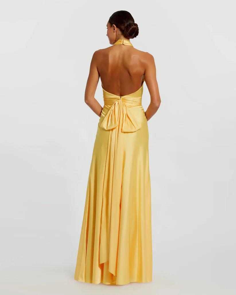 Fashion A-Line Halter Neck Sleeveless Backless Floor-Length Prom Dress