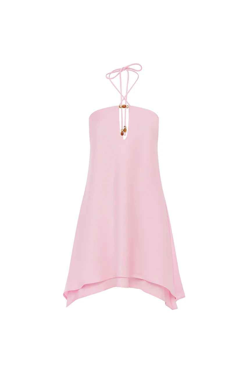 Fashion A-Line Halter Neck Sleeveless Satin Tiered Short-Mini Homecoming Dress