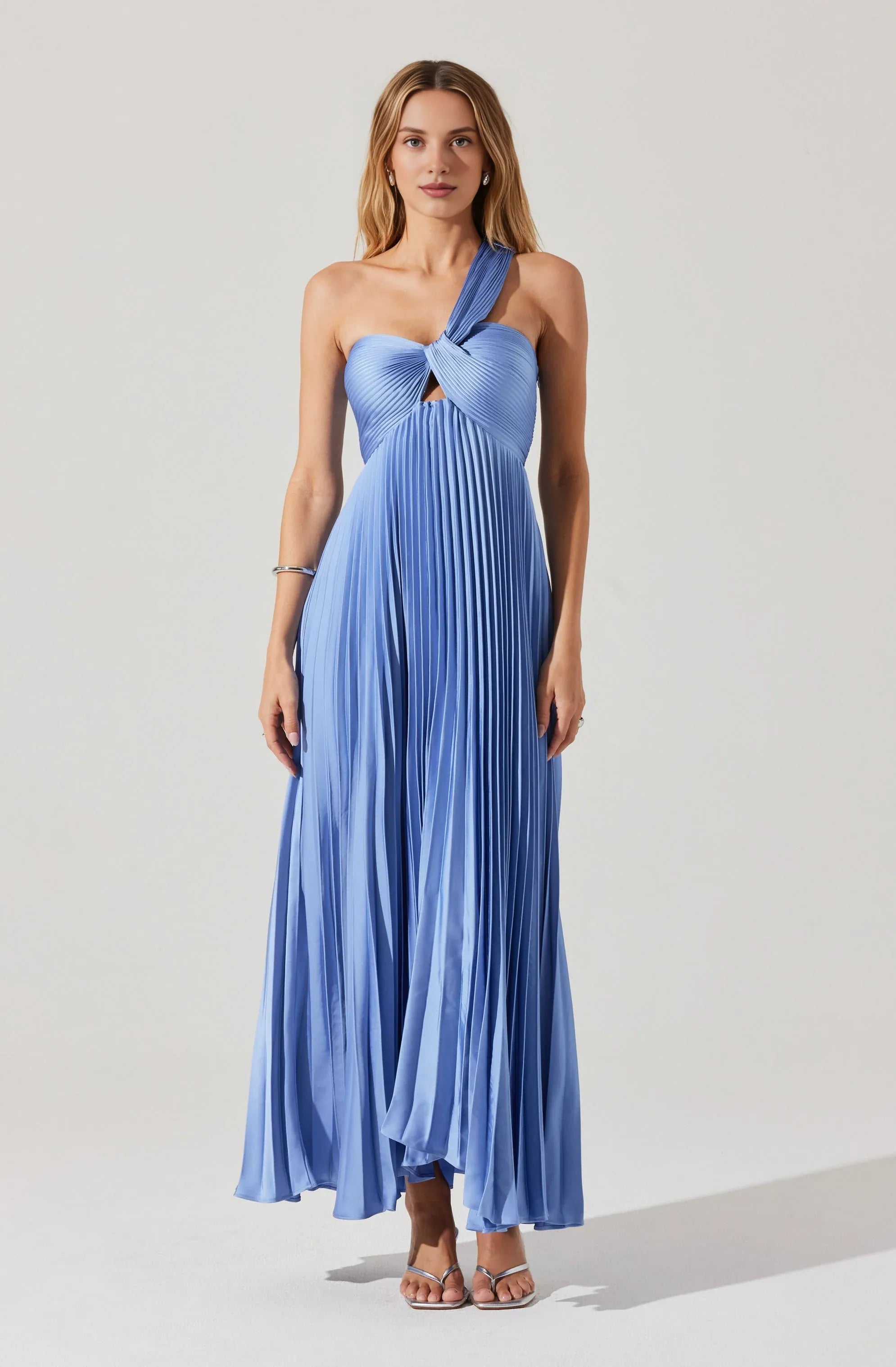 Fashion A-Line/Princess One Shoulder Sleeveless Backless Ankle-Length Prom Dress