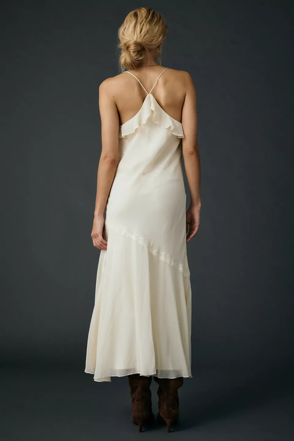 Fashion A-Line Spaghetti Straps Sleeveless Chiffon Ankle-Length Prom Dress