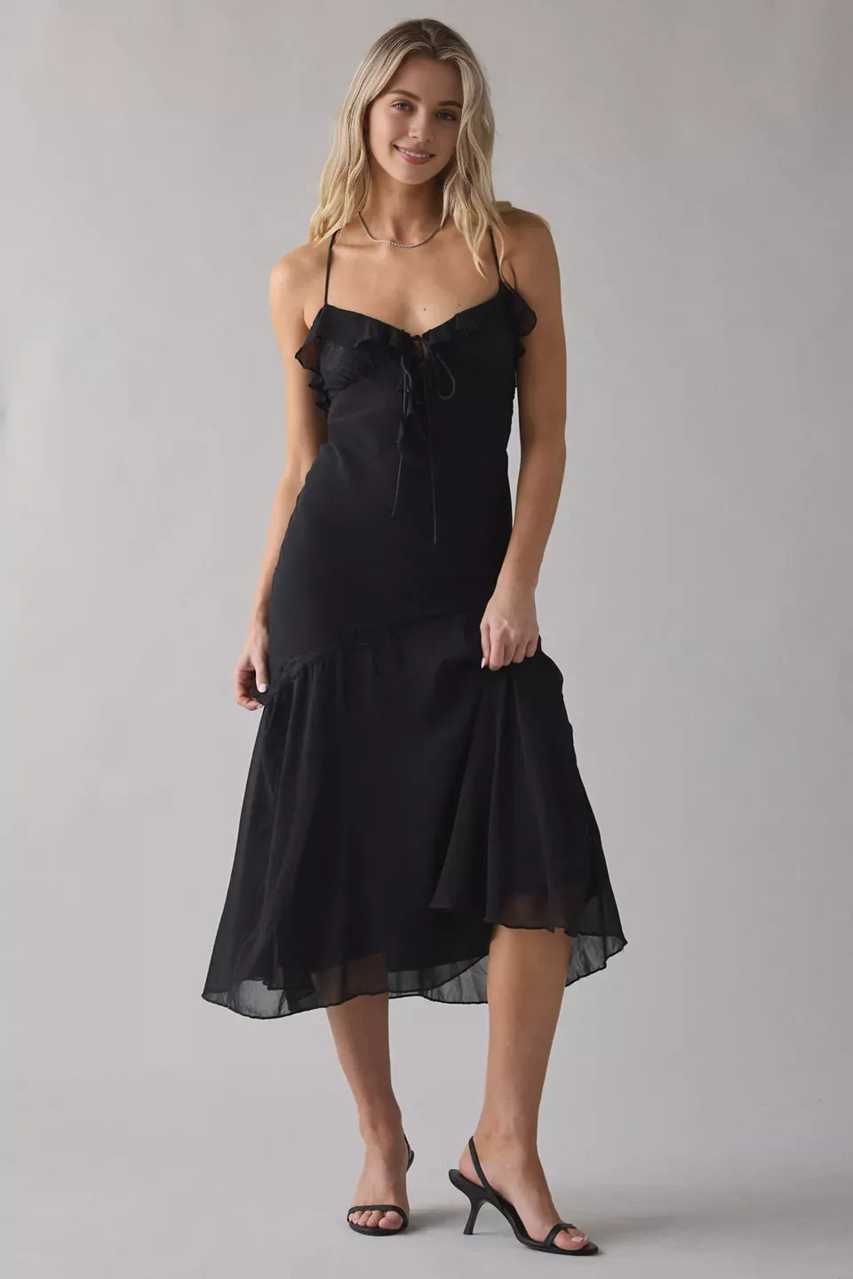 Fashion A-Line Spaghetti Straps Sleeveless Chiffon Ankle-Length Prom Dress