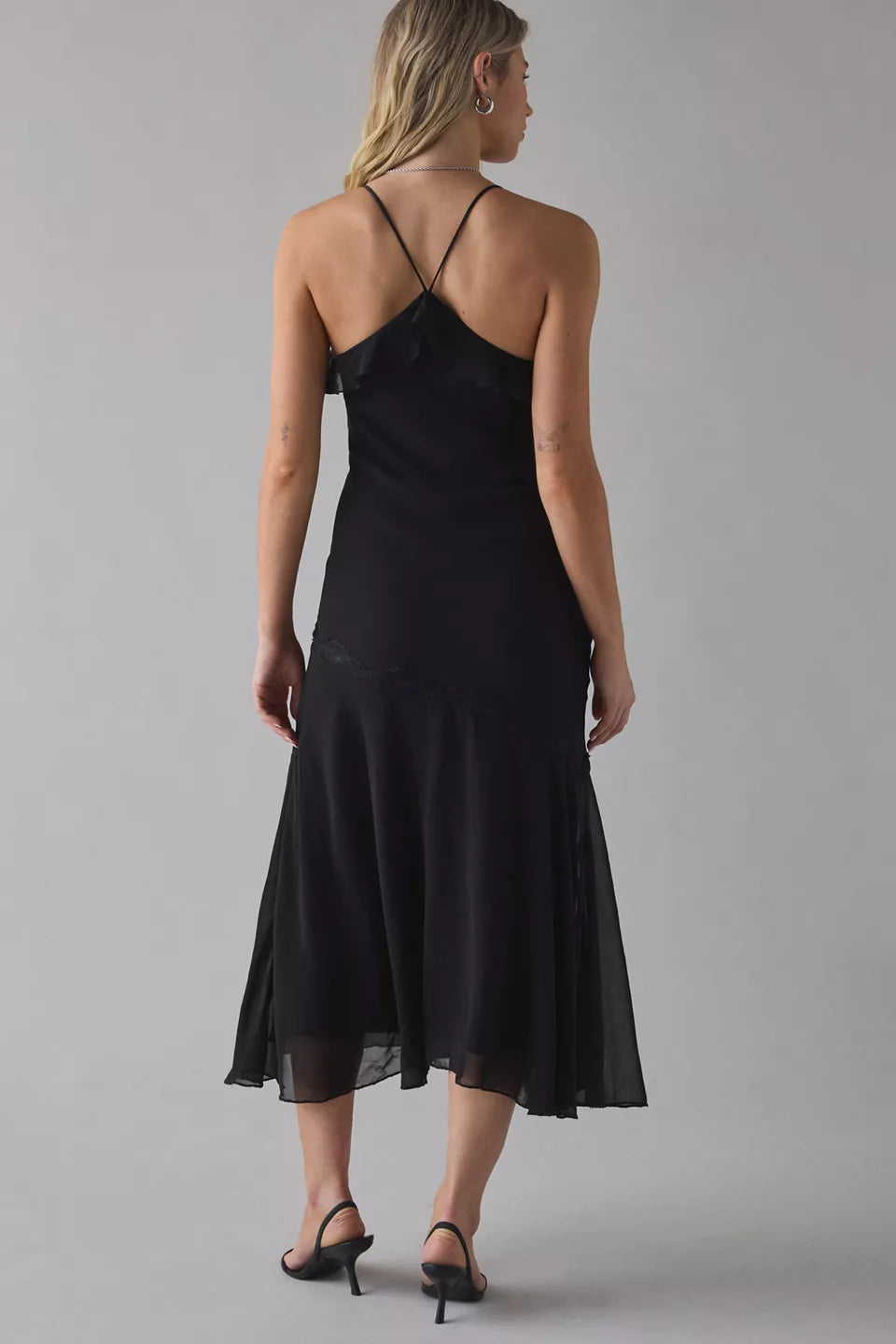 Fashion A-Line Spaghetti Straps Sleeveless Chiffon Ankle-Length Prom Dress