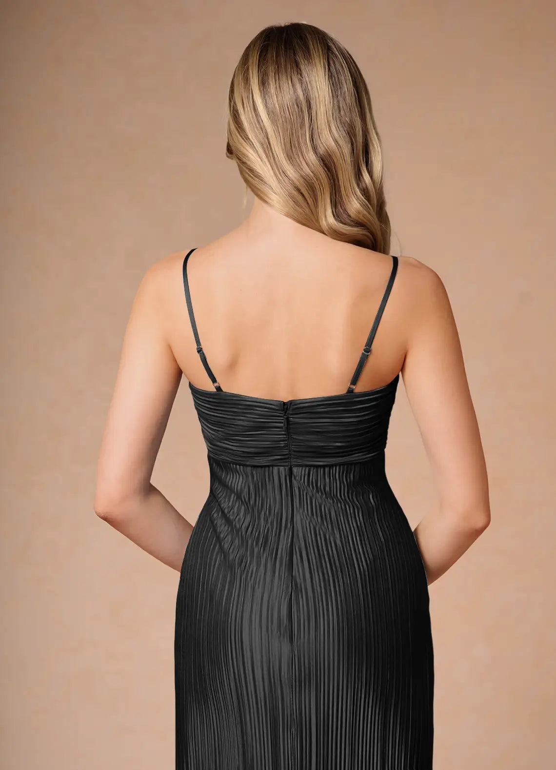 Fashion A-Line Spaghetti Straps Sleeveless Zipper Up Floor-Length Evening Dress