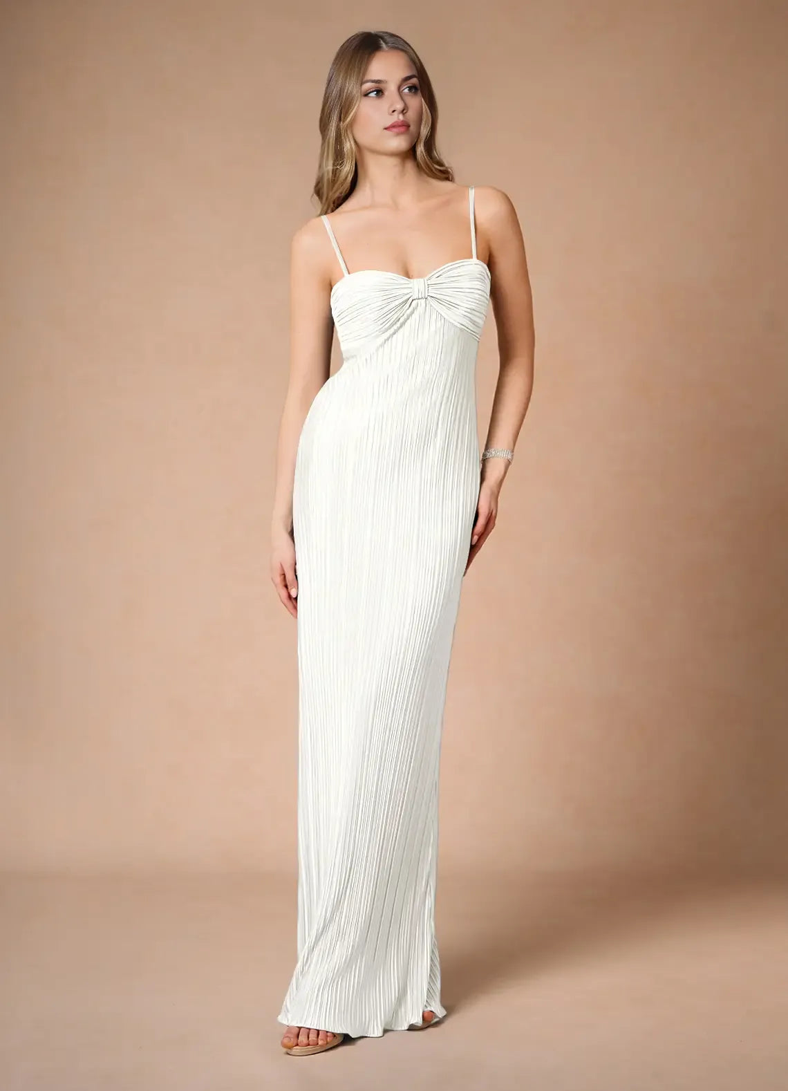 Fashion A-Line Spaghetti Straps Sleeveless Zipper Up Floor-Length Evening Dress