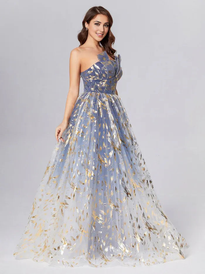 Fashion A-Line Strapless Sleeveless Lace Up Sweep/Brush Train Prom Dress