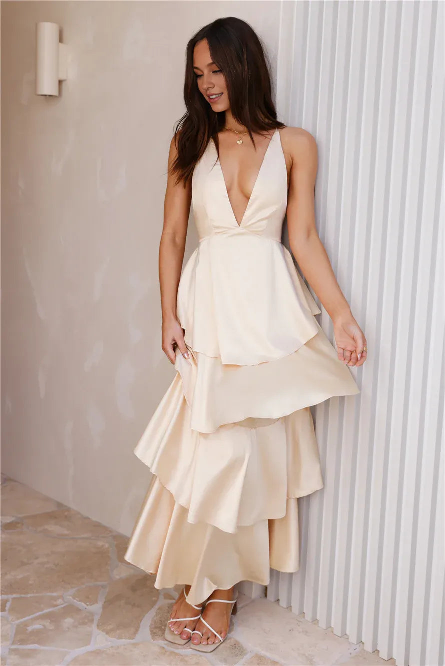 Fashion A-Line V Neck Sleeveless Lace Up Floor-Length Prom Dress