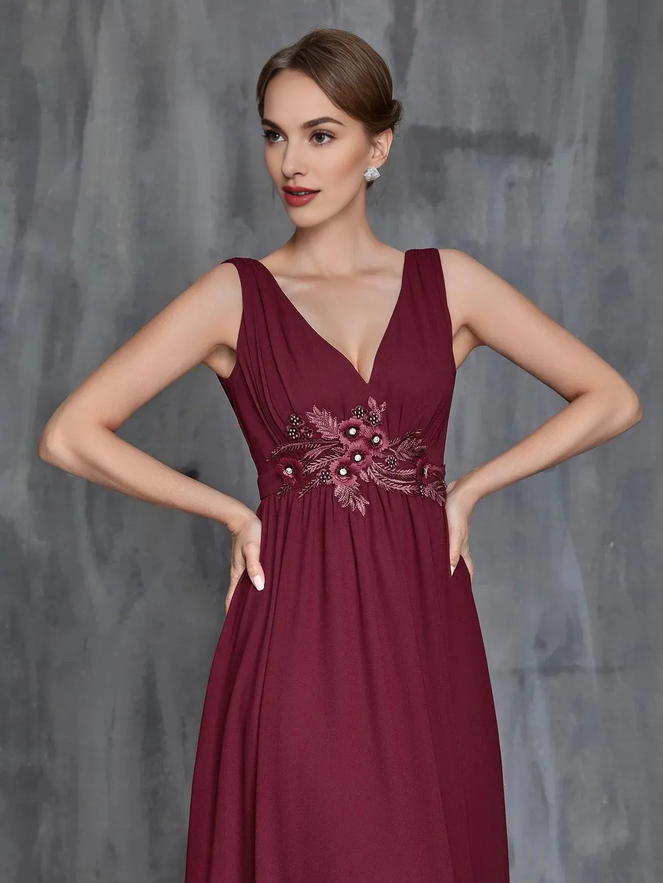 Fashion A-Line V Neck Sleeveless Zipper Up Sweep/Brush Train Prom Dress