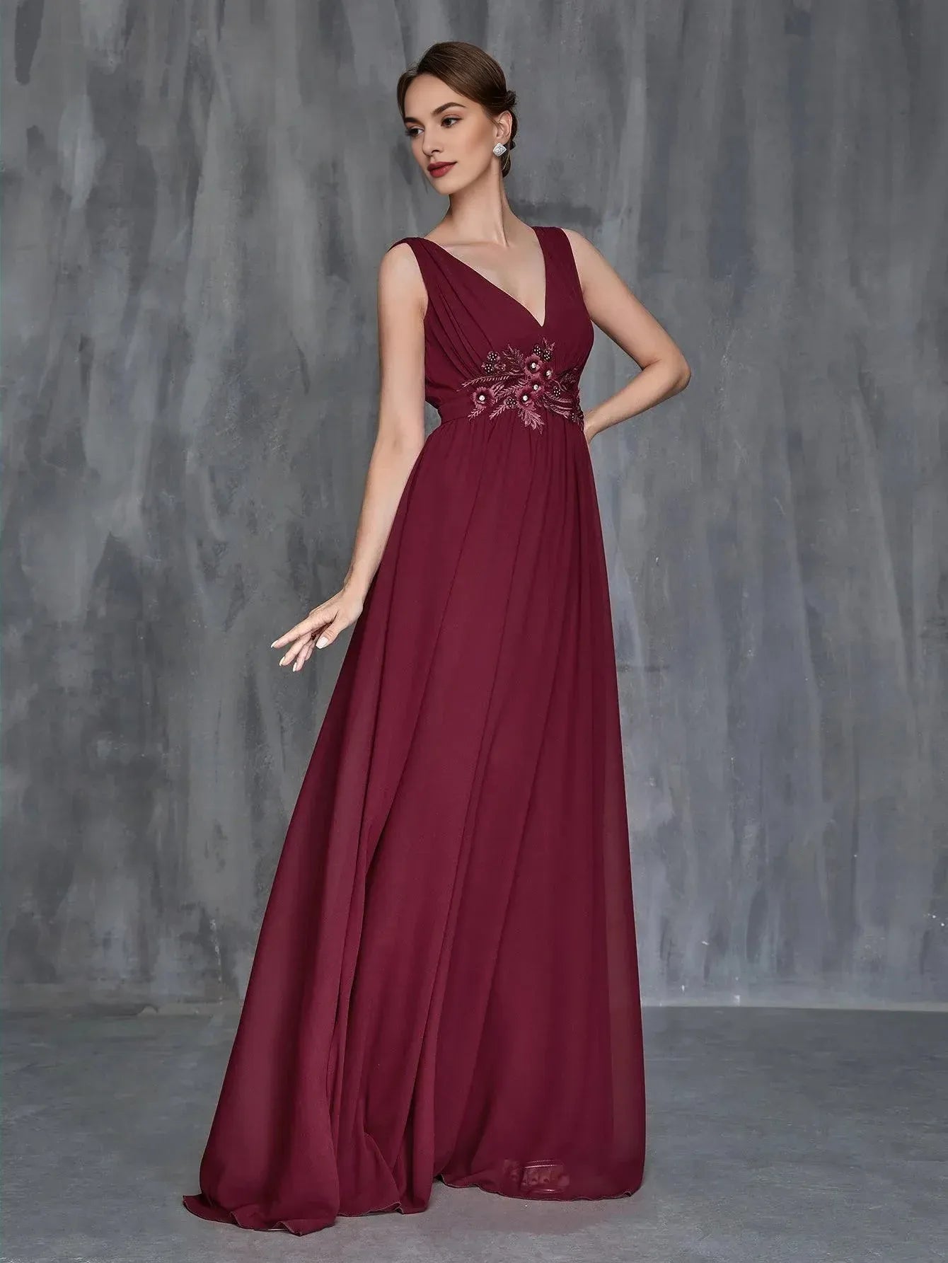 Fashion A-Line V Neck Sleeveless Zipper Up Sweep/Brush Train Prom Dress