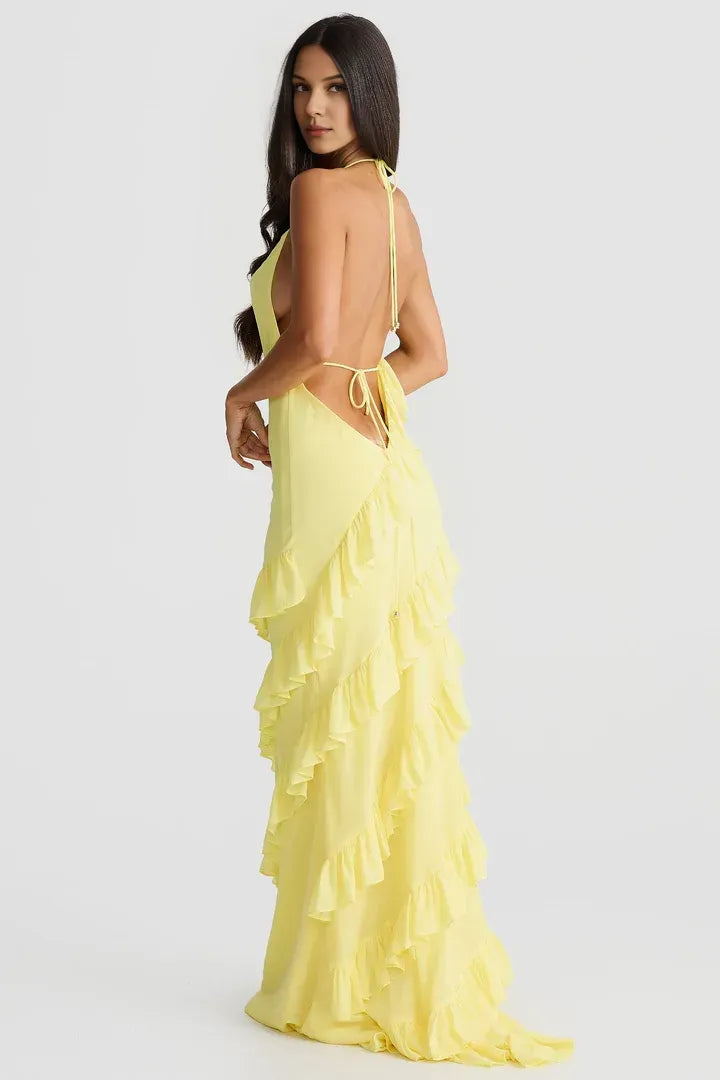 Fashion Mermaid Halter Neck Sleeveless Backless Sweep/Brush Train Prom Dress