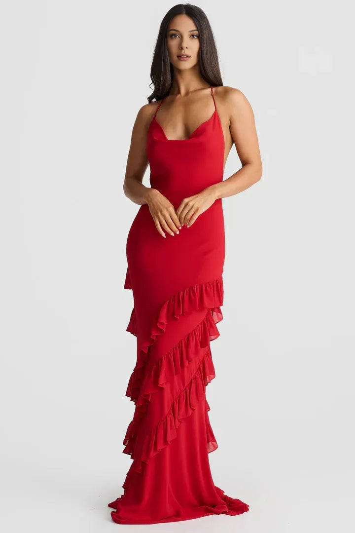 Fashion Mermaid Halter Neck Sleeveless Backless Sweep/Brush Train Prom Dress