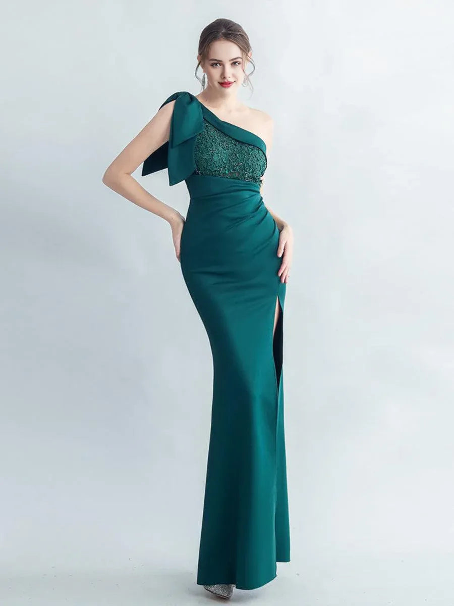 Fashion Mermaid One Shoulder Sleeveless Zipper Up Floor-Length Prom Dress