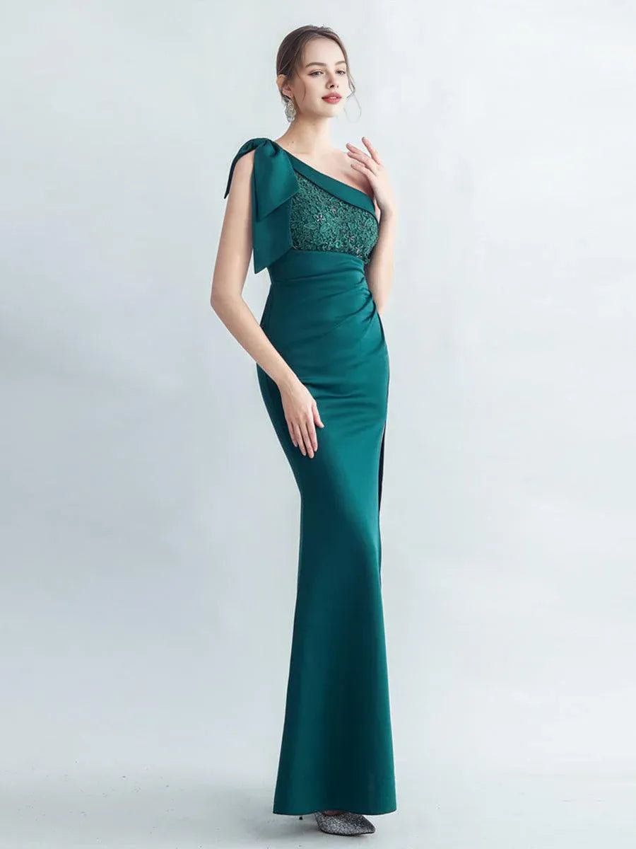 Fashion Mermaid One Shoulder Sleeveless Zipper Up Floor-Length Prom Dress