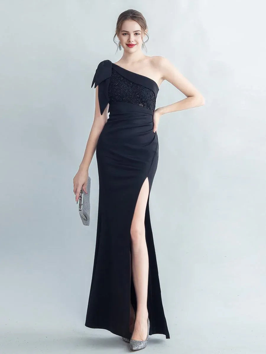 Fashion Mermaid One Shoulder Sleeveless Zipper Up Floor-Length Prom Dress