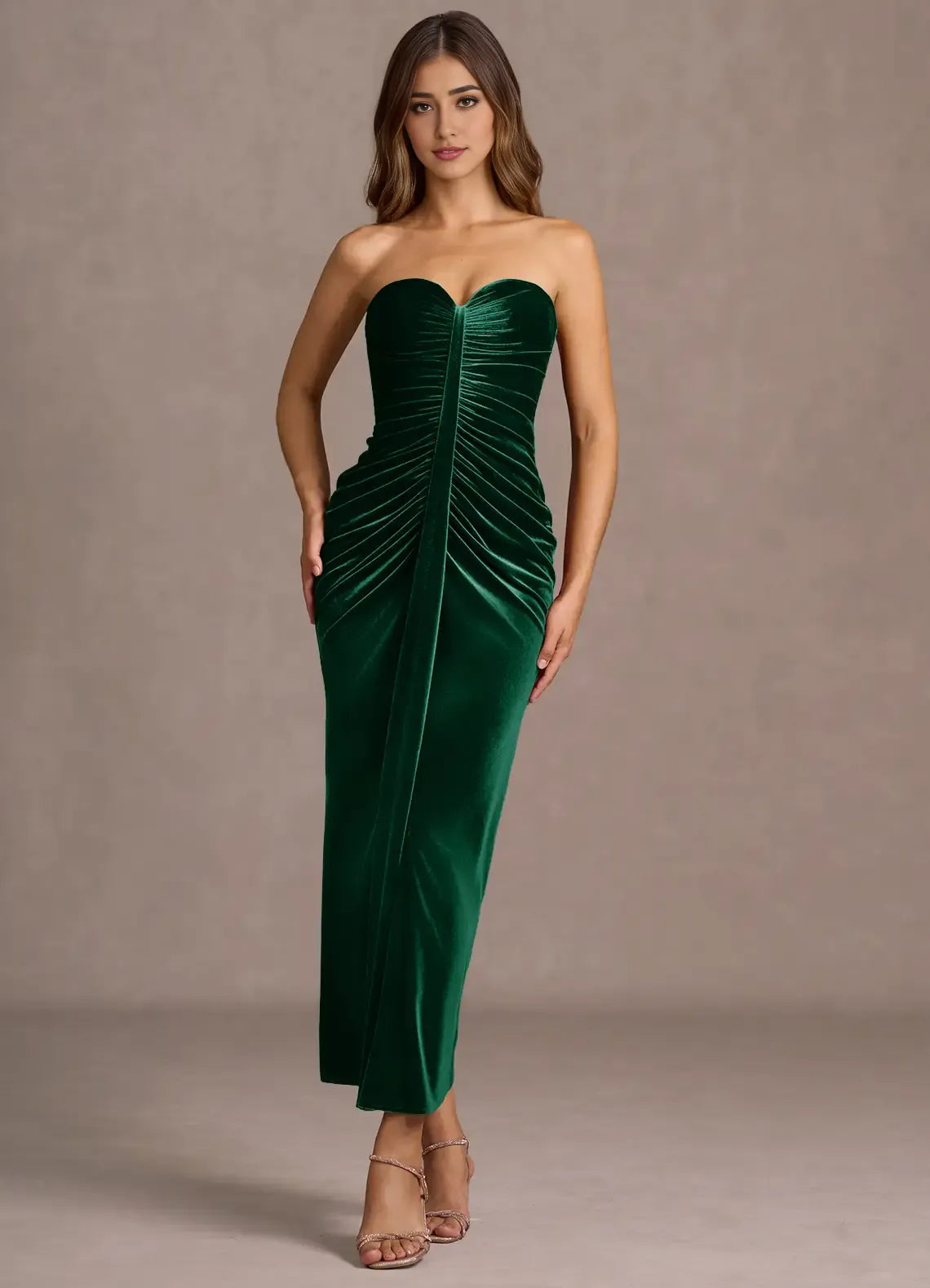 Fashion Mermaid Strapless Sleeveless Backless Ankle-Length Evening Dress