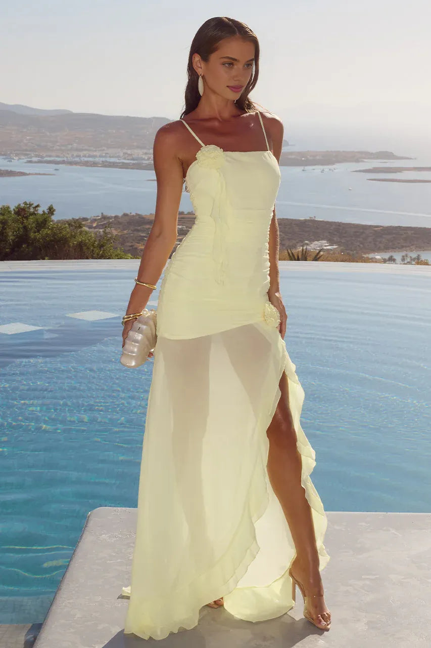 Fashion Mermaid/Trumpet Square Neck Sleeveless Backless Split Floor-Length Prom Dress