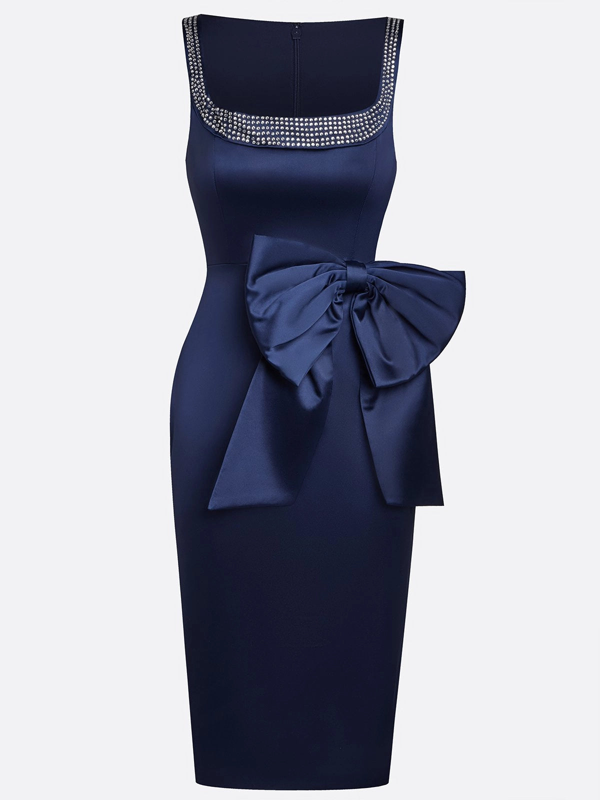 Fashion Sheath Square Neck Sleeveless Zipper Up Tea-Length Prom Dress