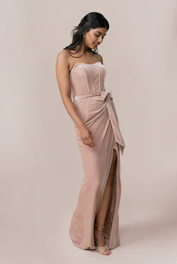 Fashion Sheath Sweetheart Neck Sleeveless Velvet Floor-Length Prom Dress