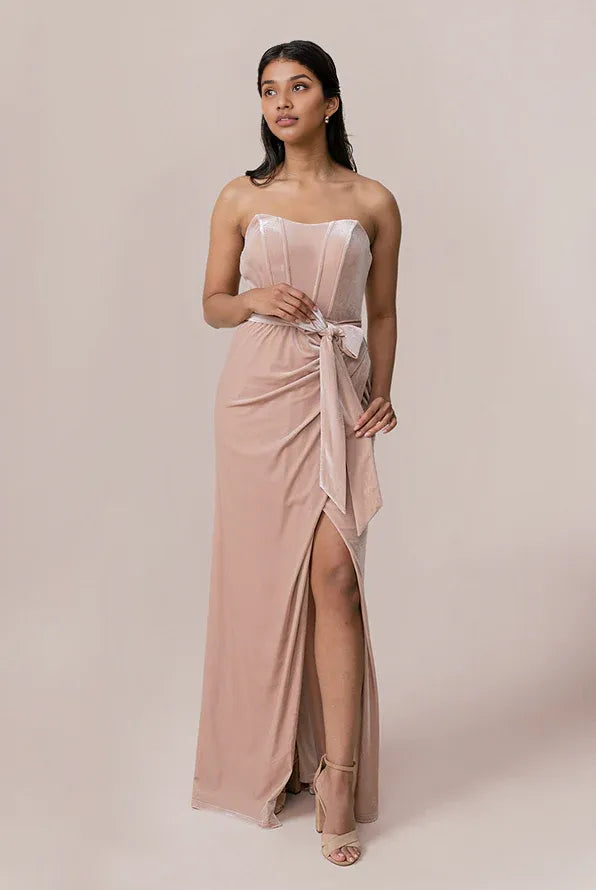 Fashion Sheath Sweetheart Neck Sleeveless Velvet Floor-Length Prom Dress